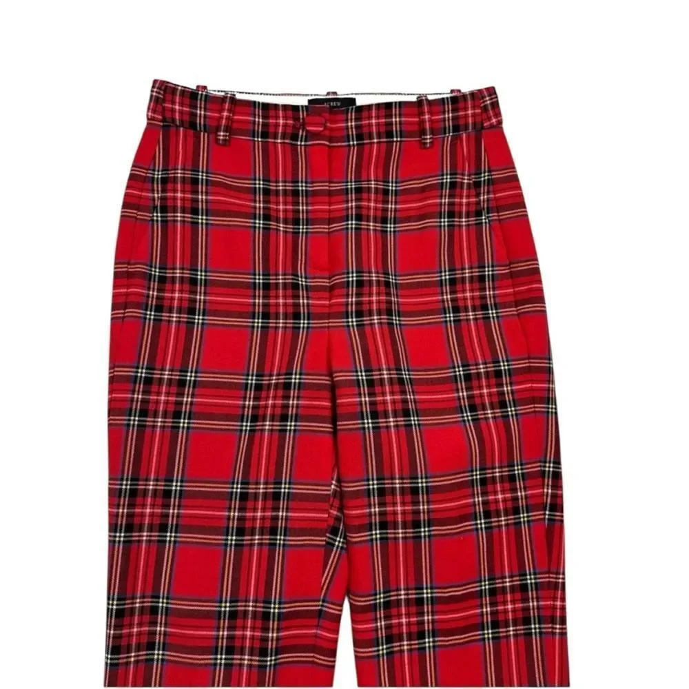 J. Crew Cameron High Rise‎ Red Plaid Pants Size 0
